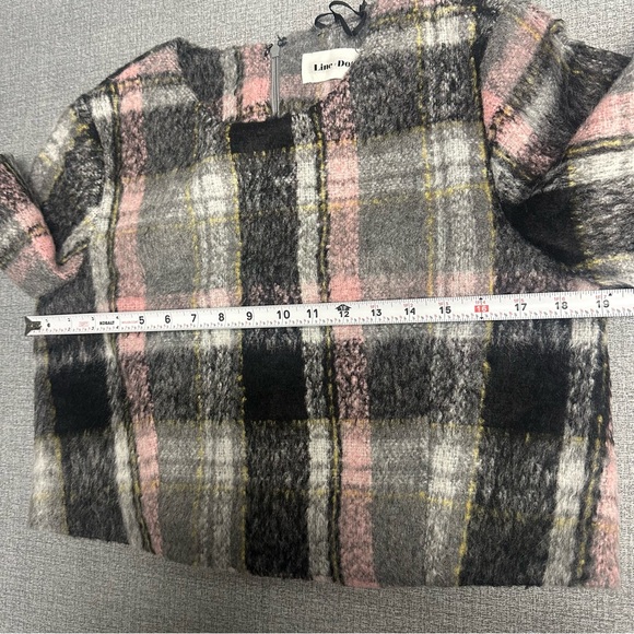 NEW Line & Dot Fuzzy Plaid Crop Top Blouse - Picture 11 of 12